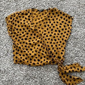 Madewell Yellow Leopard Dot Wrap Top